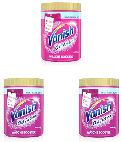 Vanish Oxi Action Pulver Pink – 1 x 1,125 kg – Fleckenentferner und Wäsche-Booster Pulver ohne Chlor – Für bunte Wäsche (Packung mit 3)