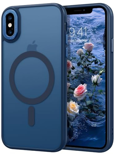 BENTOBEN Funda Magnética Compatible con iPhone XS MAX, 6,5 Pulgadas [Compatible con Magsafe] Carga Inalámbrica Carcasa Translúcido Mate Protección Grado Militar Anti-Arañazos Anti-Golpes -Azul