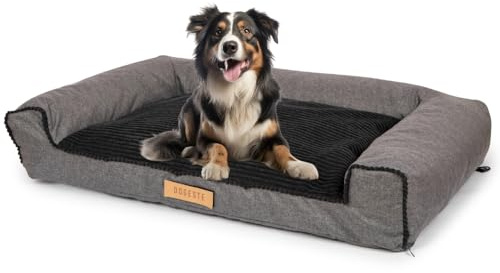 Petsen Personalisierte Hundebett - Grosse Große Mittelgroße Hunde - Hundekissen waschbar – Hundekörbchen - Hundematte mit Gravieren Namen (Kord Greu-Schwarz, L 100 x B 65 x H 17 cm)