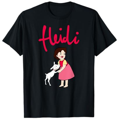 Heidi mit Ziege Süß mit Logo Pink Zeichentrick TV Serie T-Shirt