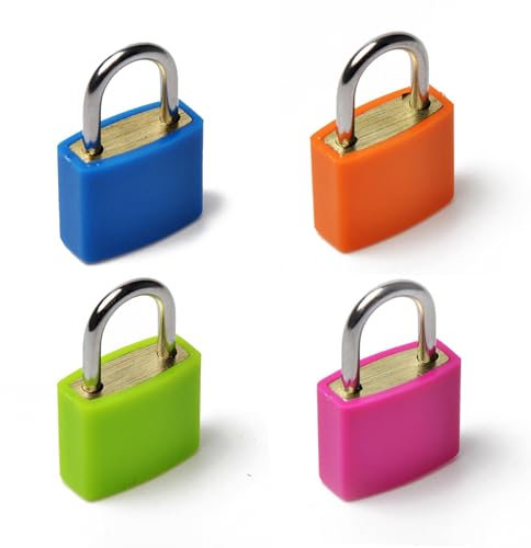 Vorhängeschloss Klein mit Schlüssel, 4stk Bunt Kofferschloss Koffer Schlösser Mini Gepäckschlösser Sicherheitsschloss für Schließfach Schrank [Set 4]