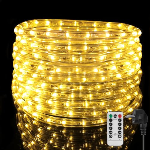 kefflum 6M Tubo LED Exterior con Control Remoto,216 LED Manguera de Luces,Tira Luces de Cable con 6 Modos, Impermeables IP65 Luces LED Exterior, Decoración para Navidad,Fiesta,Boda,Patio,Jardín,Terraz