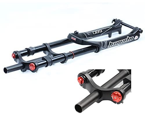 Aluminium-Vorderradgabel mit Federung für Mountainbikes, DH FR AM Doppelbrückengabel, Mountainbike-Downhill-Federdrucksystem, Gabel-Schnellspanner/Steckachse (Farbe: Oil Thru Axle, Größe: 29 Zoll)