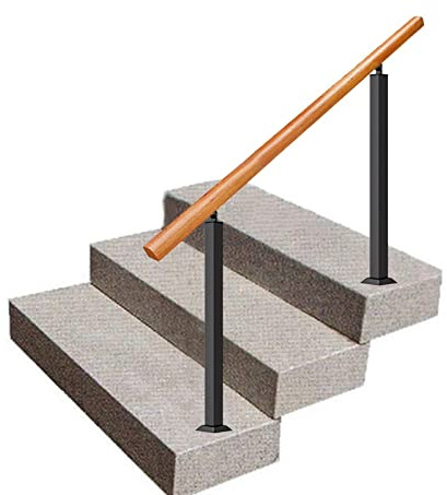 ZYFBD Handrail Picket For Outside Stairs Exterior Steps，Wrought Iron Staircase Railing For Loft Villa Corridor Garden - Wooden Handrail Safety Hand Rail With Iron Posts For Increased Safety And Style