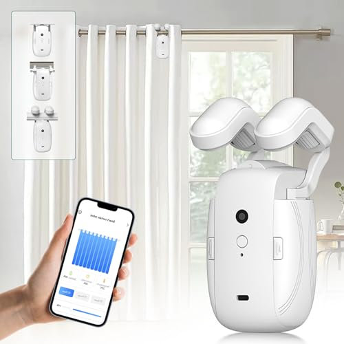 cimsfcor Automatischer Vorhangöffner und Schließer, 3 in 1 WIFI 2.4G Bluetooth Fernbedienung Vorhang Öffner, Elektrischer Vorhangmotor Leise Vorhang Öffner und Schließer für Zuhause Schlafzimmer