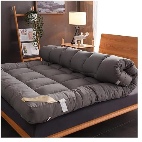 MTNBHH Tragbare, Faltbare, aufrollbare Futon-Matratze, Bodenmatratze, japanische Boden-Futon-Matratze, for den Schlafsaal zu Hause(Noir,King(180x200cm))