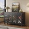 Aoskem Sideboard Kommode mit Stauraum 2 Schubladen und 4 Spiegeltüren, 140x40x83cm Buffetschrank Küchenschrank Wohnzimmer möbel komodenschrank Schließfach Standschrank Anrichte Hochschrank (Schwarz)
