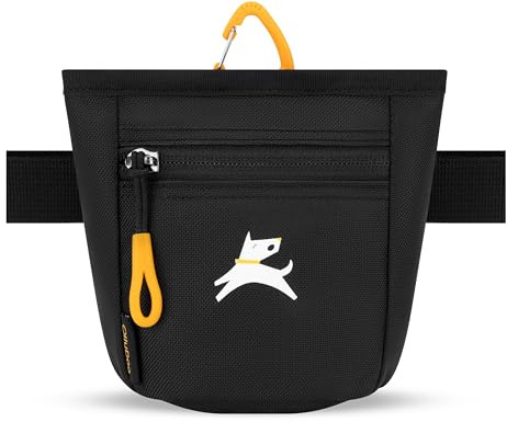 OllyDog Goodie Treat Bag, Dog Treat Pouch, Waist Belt Clip for Hands-Free Training, Magnetic Closure, Dog Training and Behavior Aids, Three Ways to Wear (Raven S'25)