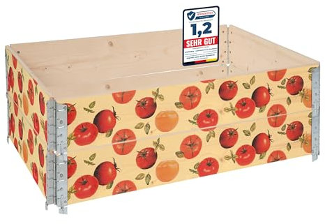 Garronda Cadre Potager en Bois imprimé 120x80x20 cm – Bac de Jardin pour Plantes, Fleurs, Fruits et légumes, Caisse de Rangement en Bois avec Motif décoratif GD-0075 (Tomate avec Fond, 2 pcs)