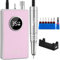 Kredioo Coreless Nail Drill 35,000RPM, Professional Electric Nail Files for Acrylic Gel Nails, Rechargeable Nail Drill Machine, Manicure E File Kit with 7 Bits, Salon Home, 48W (Pink)