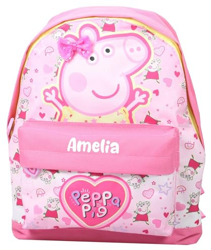 Peppa Pig Personalised Girls Backpack Bag Rucksack (Pink)