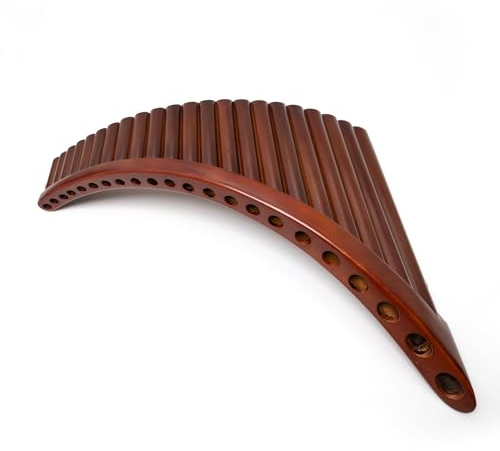 22-Pipe Handmade Bamboo Pan Flute – C Key Panflute, Easy to Learn Traditional Andean & Peruvian Style, China Traditional Musical Instrument Portable & Exquisite Brown, Ideal for Beginners