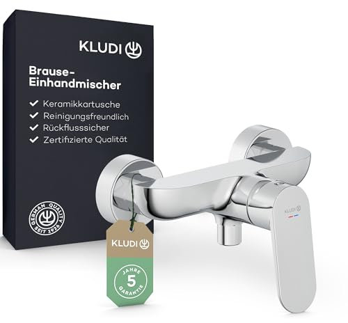 KLUDI-X1 Duscharmatur für 1 Verbraucher, Aufputz zur Wandmontage mit S-Anschlüssen, Brause-Einhandmischer mit hochwertiger Keramikkartusche, Mischbatterie Dusche in Chrom