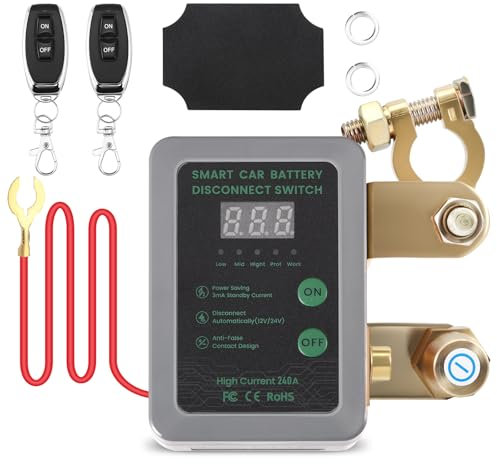 Interruttore di scollegamento della batteria 12V, interruttore di scollegamento remoto dell'auto senza fili, interruttore di spegnimento della batteria intelligente antifurto, interruttore di(Grigio)