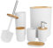Bathroom Accessories Set - 6-piece Modern White Bathroom Accessories Set - Includes Trash Can Toilet Brush Toothbrush Holder Soap Dispenser Soap Dish and Mouthwash Cup