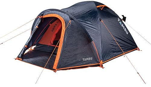 TAMBU HAIKA Kuppelzelt 3 Personen – Leichtes, nachhaltiges Campingzelt mit Apside & Bodenplane, wasserdicht, ideal für Trekking, Festivals & Outdoor