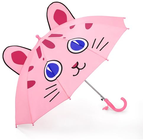 decalsweet Parapluie Transparent 3D Chat, Léger Parapluie Enfant Cloche