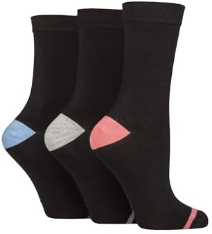 Glenmuir Ladies Contrast Heel and Toe Bamboo Socks Pack of 3
