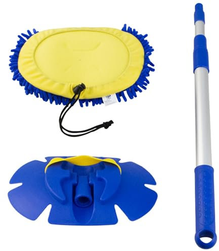 Zestivra Mopa de lavado de coches, cepillo de microfibra para lavado de coches con mango largo, herramienta de cuidado de coches multifuncional ancha para coche, camión, motocicleta, barco, SUV Y, 45