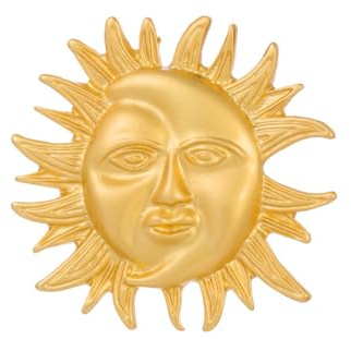 Broche Tournesol Vintage Élégant Soleil Et Lune Visage Corsage Accessoire, Or