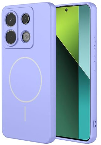 UPLAI Magnetico Cover per Xiaomi Redmi Note 13 Pro 5G/Poco X6 5G, Ultra Sottile Setoso Silicone Liquido Antiurto Custodia con Protezione Fotocamera, Premio TPU Fodera Fibra Caso. Viola