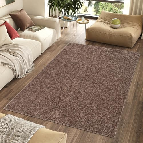 TAPISO Nizza Teppich Wohnzimmer Braun Einfarbig | Anti RutschWaschbar Schlafzimmer Pflegeleicht Waschmaschinenfest Loop-Teppich ÖKO-TEX 300 x 400 cm