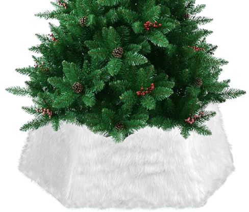 Halskette für Weihnachtsbaum | Boheme-Halskette, weiß, aus Plüsch, Weihnachtsdekoration – Blumentopf-Übertopf für Baum im Bauernhofstil, für Partys im Innenbereich, Schule, Haus, Büro
