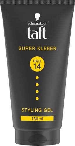 Schwarzkopf TAFT Gel Super Kleber (150ml), Haargel mit sofortiger Haftung für einen Klebstoff-ähnlichen Halt, schonend für Haar und Kopfhaut, veganes, Haarstyling-Gel (Packung mit 5)