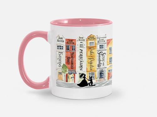 Tasse À Café Jane Austen Books Street Mr Darcy Romance Reader Bookish Jane Austen Durable Céramique Mugs Qualité Mugs for Cadeau d'anniversaire Meilleures Amies Cadeaux Réconfortants 330Ml