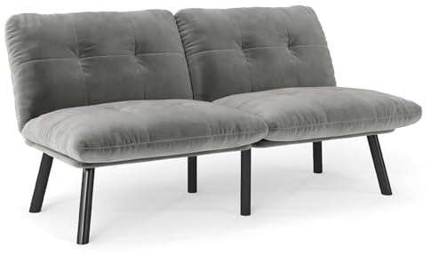 UNISOAR Couchbett mit 5 verstellbaren Positionen, 2-Sitzer Schlafsofa aus Samtstoff, klappbares Ecksofa mit dicken Polstern, ideal für Wohnzimmer und Wohnung als Schlafgelegenheit und Sitzmöbel