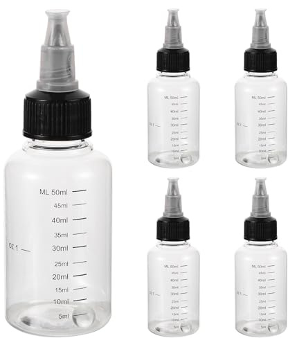 Operitacx Lot de 5 Bouteilles Artisanales en Plastique Pet Transparentes avec Embouts Pointus et Graduation, Flacons Souples pour Modélisme et Applications Précises