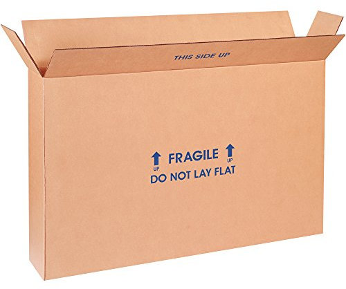 BOX USA 5 Pack of Flat-Panel TV Corrugated Cardboard Boxes, 22 L x 6 W x 16 H, Kraft, Shipping, Packing and Moving