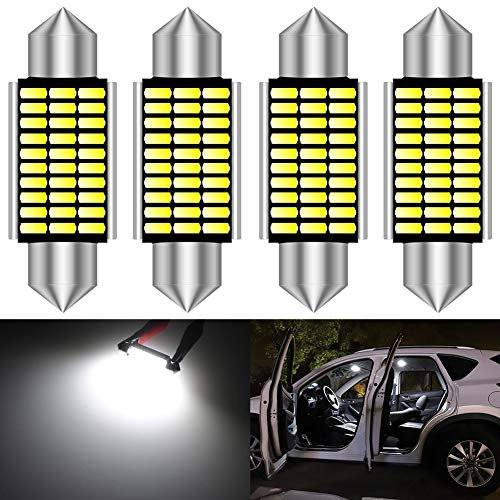 KATUR 39mm Festoon C5W Led Bulbs 6000K White Light Super Bright Chipsets Canbus Error Free for 6411 6413 6423 6461 DE3425 DE3423 Interior Dome License Plate Door Lights (4pcs,White)