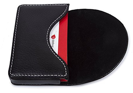 Porte Cartes de Visite en Cuir, Portefeuille, Porte Cartes de crédit, Porte Carte de Visite avec Boucle magnétique avec Fermeture magnétique (Peut contenir 25 Cartes) Noir