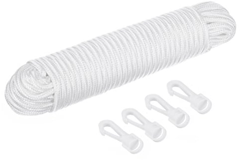 Katai 24,4 m Nylon Fahnenseil. 6 mm dickes weißes Fahnenseil Halyard, komplett mit 4 Hakenklammern