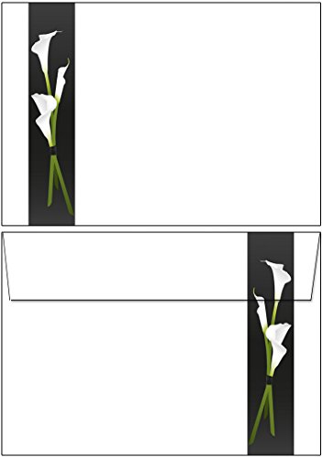 25 Briefumschläge Trauer weiße Calla DIN C6 ohne Fenster 6795-C6