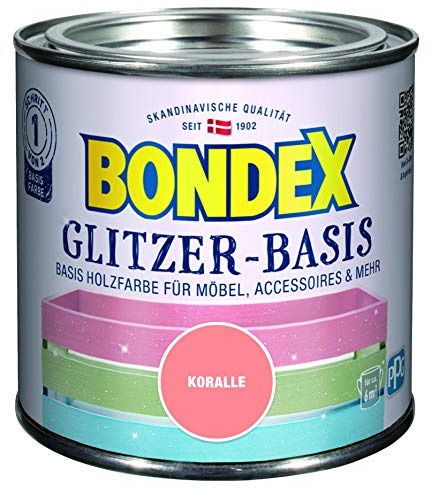 Bondex 424675 Glitzer-Basis koralle 0,5 L - Farbe Mit Glitzer Für 6m² - Glitzerfarbe schützt Holz und schafft Glitzernde Blickfänge