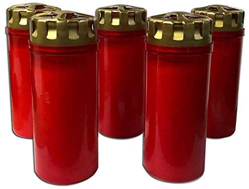 F.A.Dumont 3 or 4 Day Grave Lights Pk 5 - Red or White with Gold Lid (Red, 4 Day)