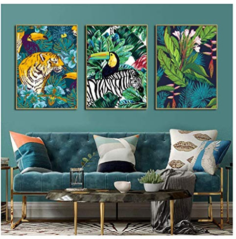 RUIYANMQ Leinwand Bild Tukan Flamingo Tiger Wald Tier Wand Poster Und Drucke L Home Decor Lk67Yz 40X60Cm 3Pcs/Set Rahmenlos