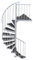 Spindeltreppe außen Scarvo M, Wendeltreppe verzinkt, Geschosshöhe: 270-287 cm, 14 Stufen, EIN Podest, Durchmesser: 160 cm, Stufenbelag: WPC-Belag, Stahltreppe