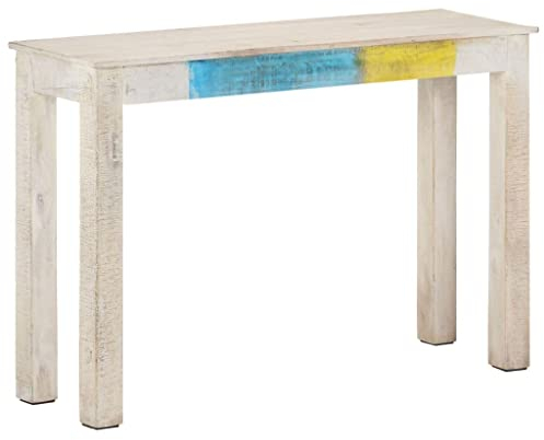 vidaXL Raues Mangoholz Konsolentisch Konsole Beistelltisch Flurtisch Sideboard Ablagetisch Frisiertisch Wandtisch Schminktisch Weiß 115x35x77cm