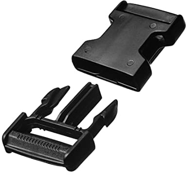 Realm Kunststoffschnalle mit seitlichem Verschluss, Gepäck, Rucksack/Rucksack, Gurte, 25 mm, 38 mm, 50 mm, Schwarz (38 mm – 1 Stück)