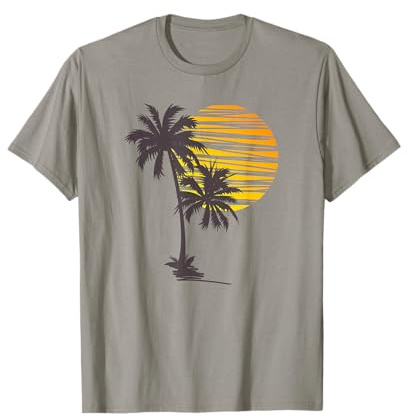 Palme Baum Damen Herren Natur Strand Urlaub Sonnenuntergang T-Shirt