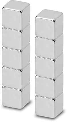 MAUL Neodym-Würfelmagnet – Magnet mit hoher Haftkraft für einen vielseitigen Einsatz – Magnet stark mit elegantem und modernem Design – 5 x 5 x 5 mm – 10er Pack – hellsilber