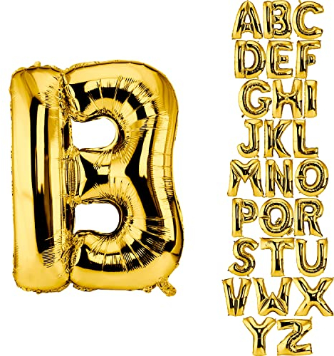 DekoRex Folienballon Gold 40cm Luftballon Geburtstag Hochzeit Deko (Buchstabe B)