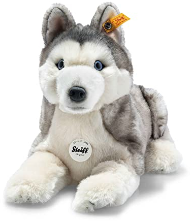 Steiff Kuscheltier Bernie Husky, Süßes Stofftier mit Kunststoffaugen, Kinder, Jungen & Mädchen, Plüschtier 33 cm, Weiß, 067891