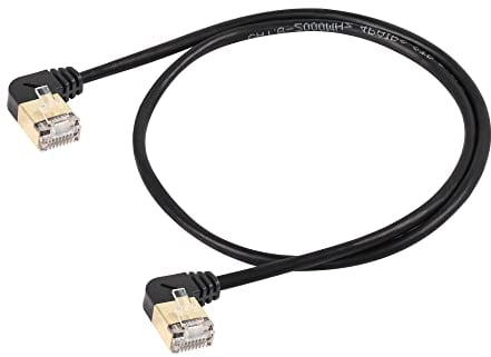 SinLoon RJ45 Cat8 Ethernet-Kabel, 90-Grad-Stecker auf Stecker, Hochgeschwindigkeits-Cat8-Netzwerkkabel, 40 Gbit/s 2000 MHz SFTP-Patchkabel für Router-Modem-Server (Left to Left)
