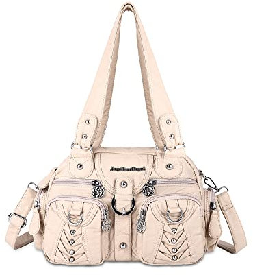 Angel Kiss Kleine Geldbörse, Handtasche für Damen, Crossbody und Schultertaschen, mehrere Taschen, weiche Hobo-Geldbörsen, verstellbarer Riemen, Beige