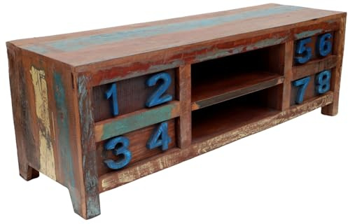 GURU SHOP Lowboard, Fernsehtisch, Flache Kommode Vintage Look - Modell 12, 50x144x43 cm