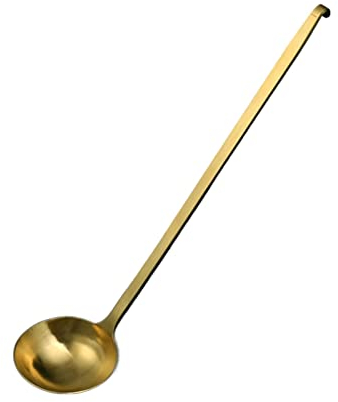 Louche Long Manche Cuillère Taille Ménage Louche Fil Dessin Soupe Cuillère À Bouillie Grande Cuillère Louche À Soupe Dorée (C)